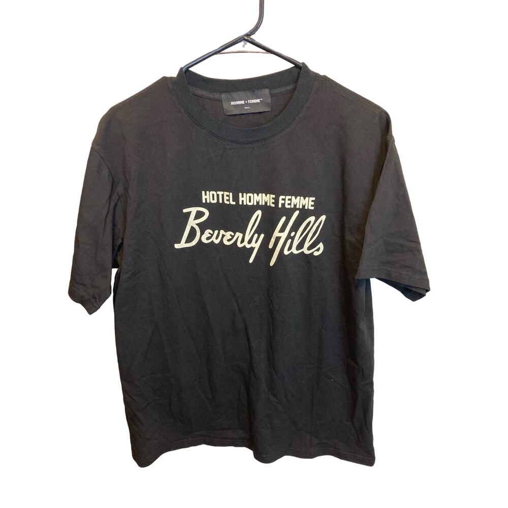 Homme + Femme Hotel Beverly Hills Black Short Sleeve T-Shirt NEW Men's Small